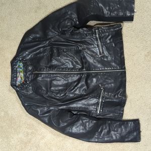 Women's black leather jacket